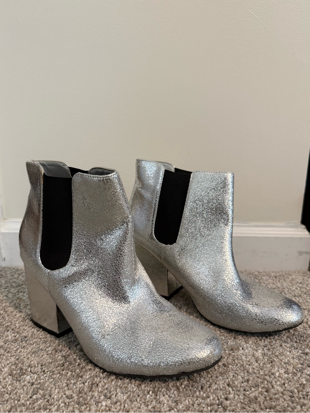 silver ankle boots